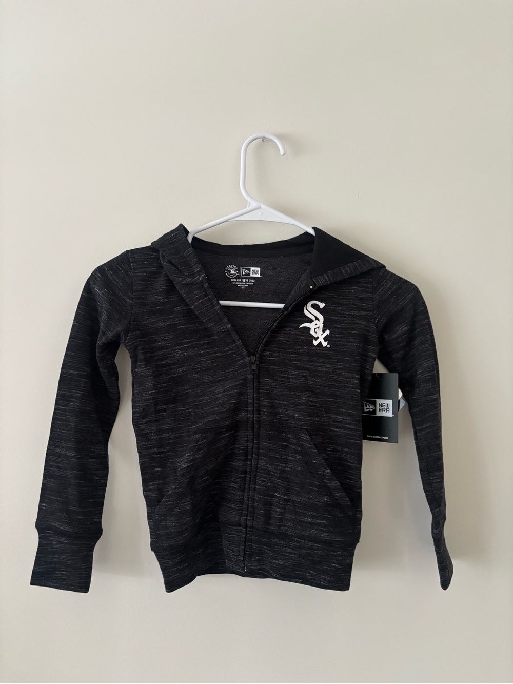 New Era Kids Black Heather Chicago White Sox Zip-Up Hoodie